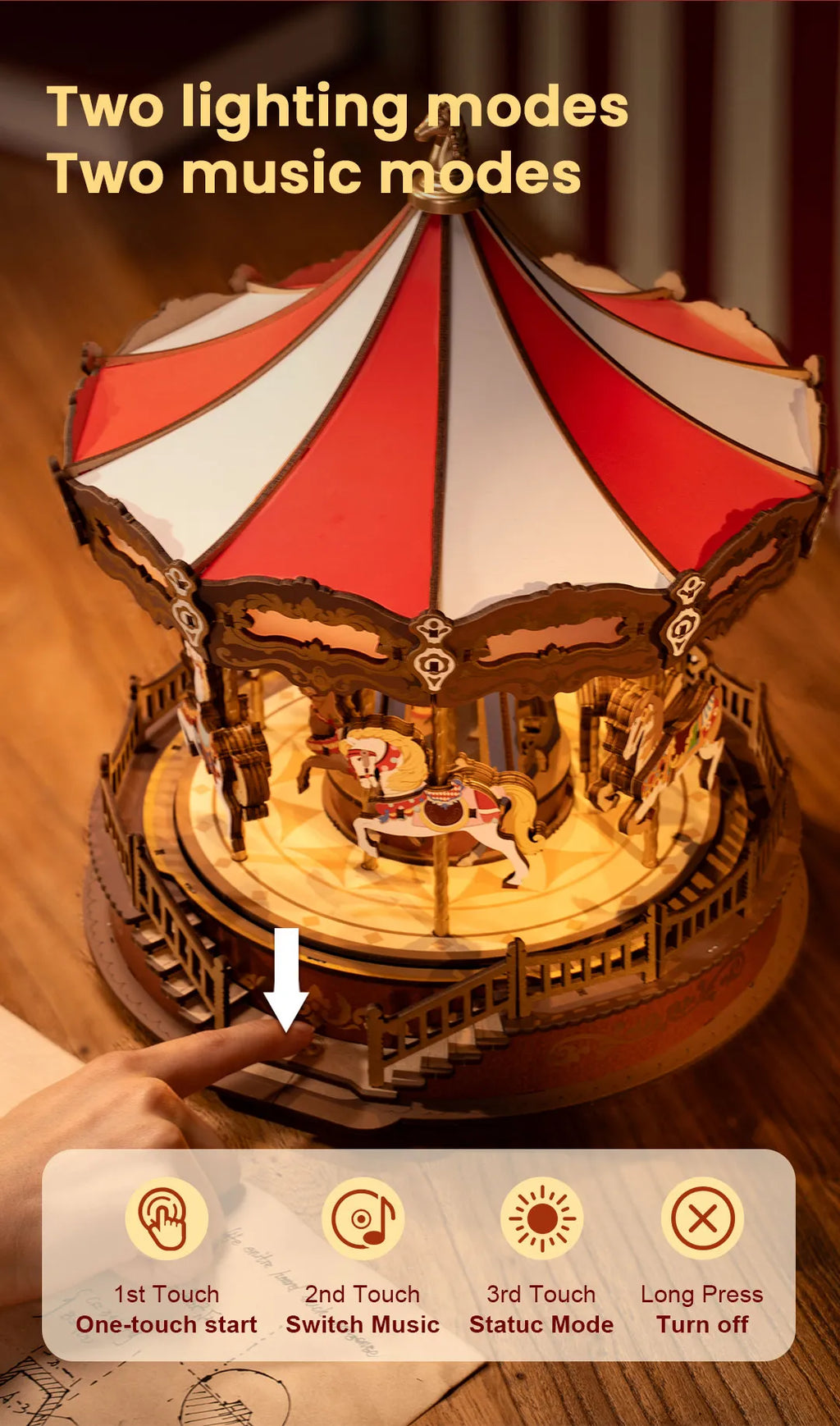 Classic Carousel - DIY Mechanical Kit with Music and Lights