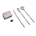 Raw Silver Portable & Reusable Stainless Steel Travel Cutlery Set