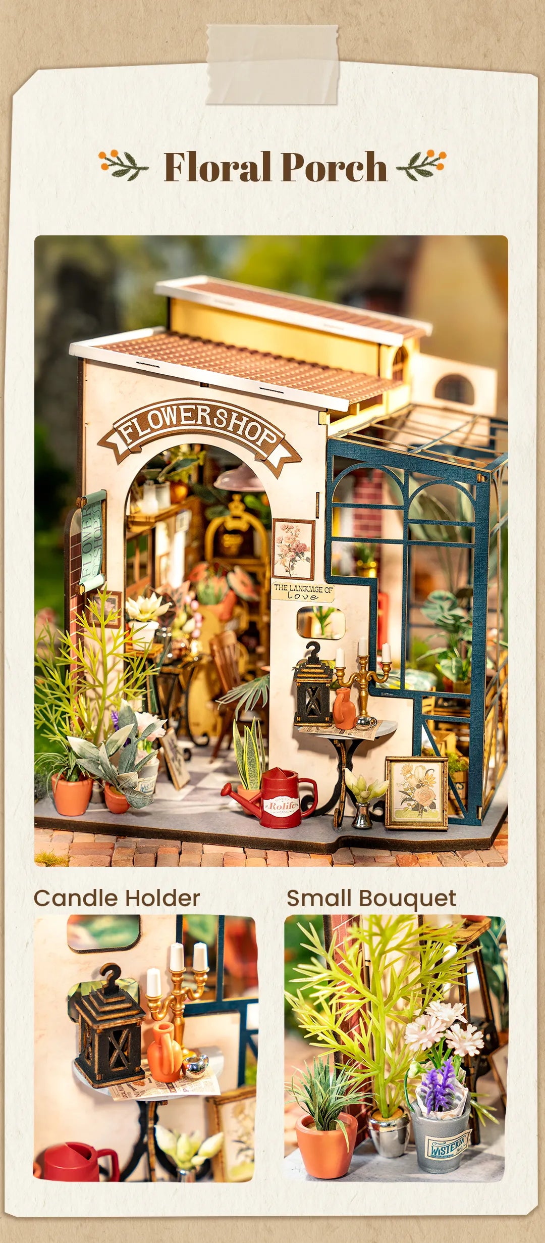 Emily's Flower Shop - DIY Miniature House with Light