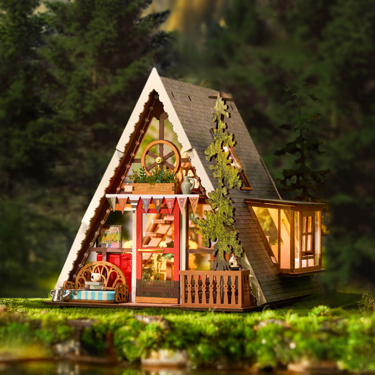 A-Frame Cabin - DIY Miniature House with Light