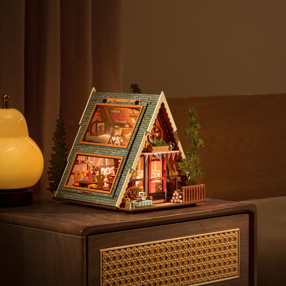 A-Frame Cabin - DIY Miniature House with Light