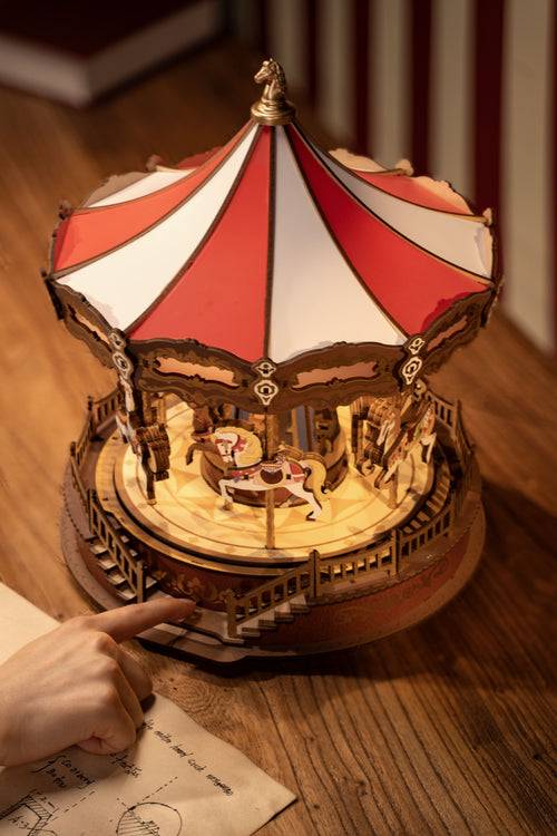 Classic Carousel - DIY Mechanical Kit with Music and Lights