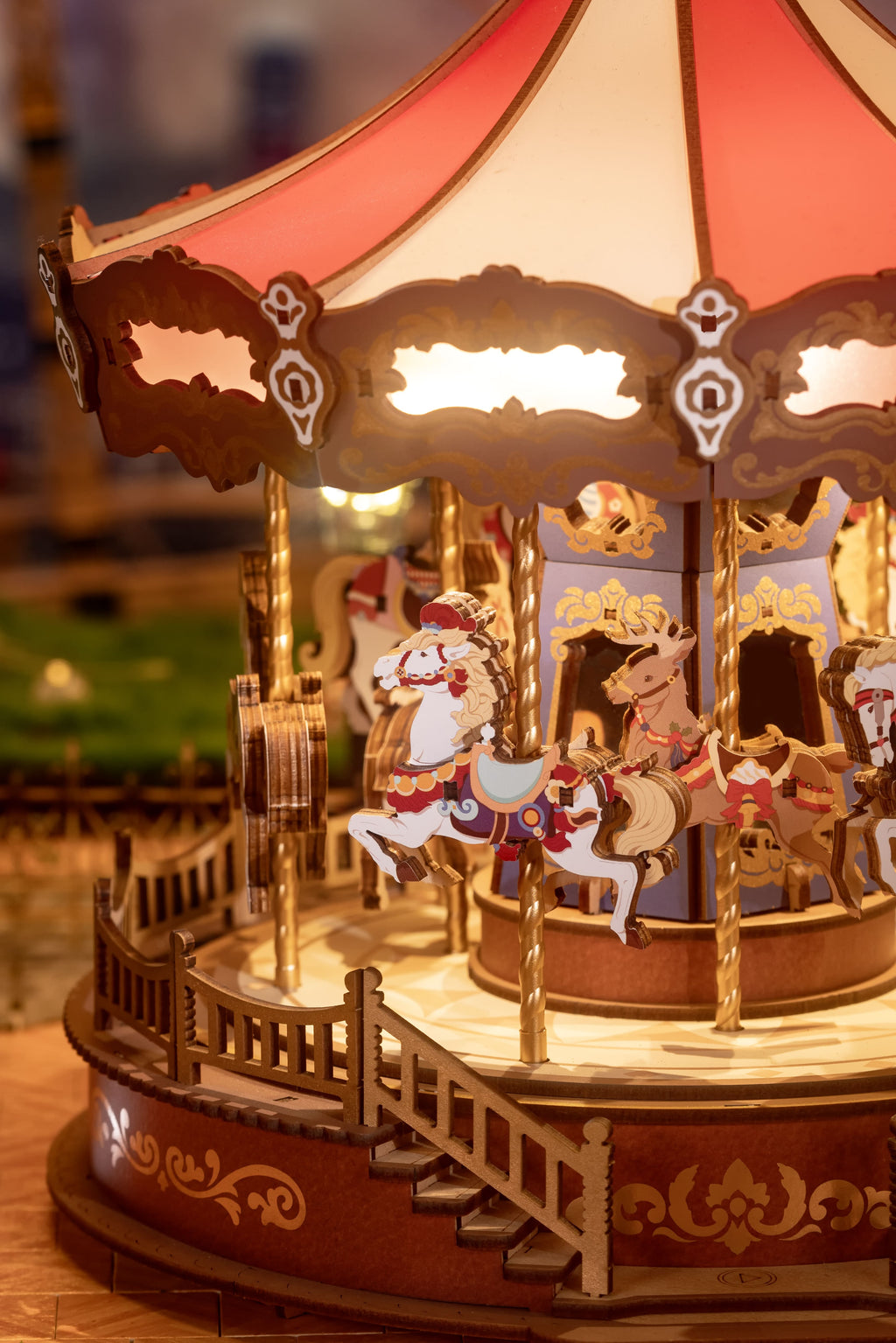 Classic Carousel - DIY Mechanical Kit with Music and Lights