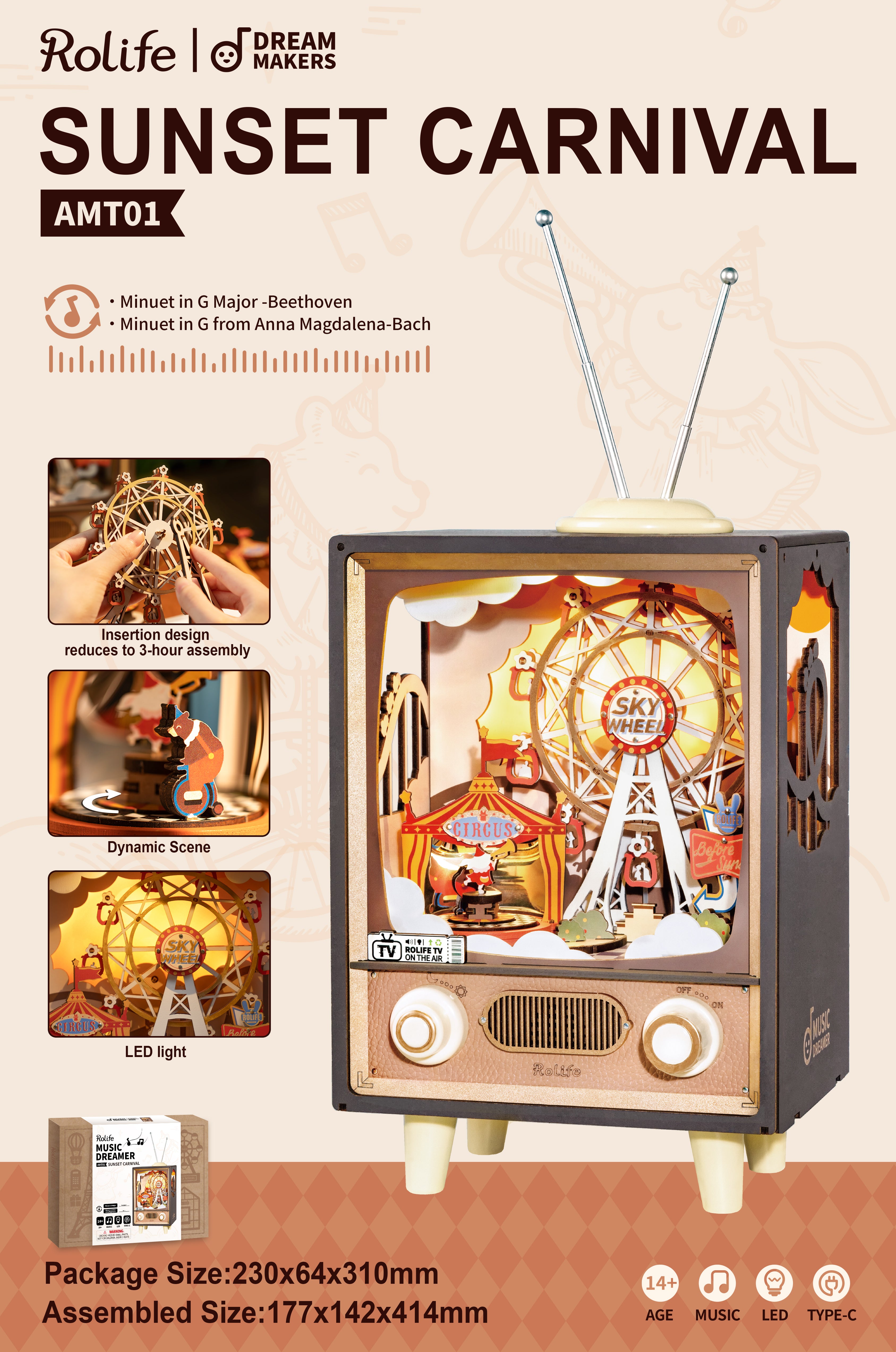 Sunset Carnival - DIY Mechanical Kit with Music and Lights